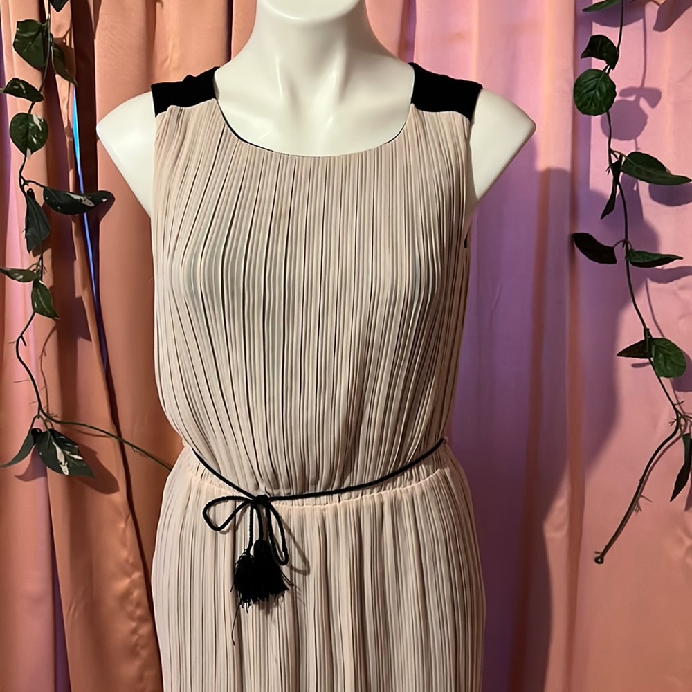 Jennifer Lopez Blush/ Black Flowy Pleated Dress